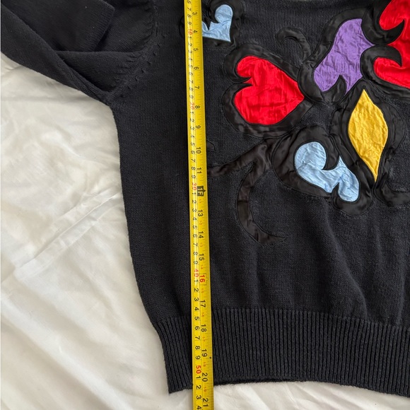 Vintage 80s Bonnie & Bill Colorful Embroidered Sweater Art Deco Cottagecore - Picture 5 of 8